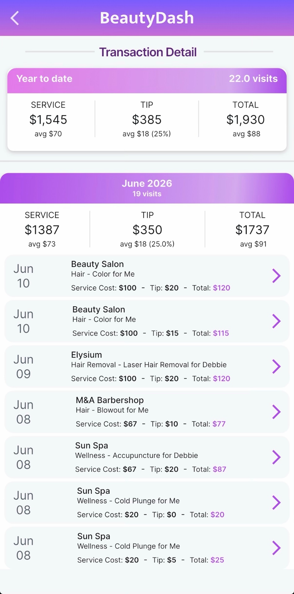 BeautyDash screen